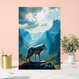 Majestätische Wolf Berg Kunst Acrylschild