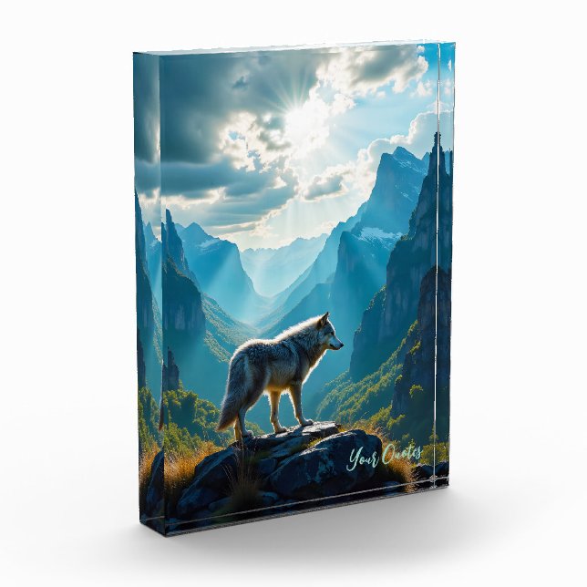 Majestätische Wolf Berg Kunst Fotoblock (Links)