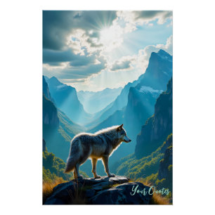 Majestätische Wolf Berg Kunst Poster