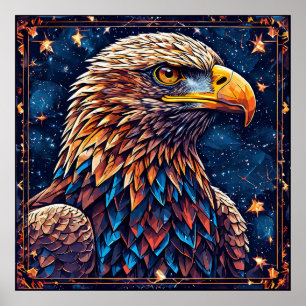 Majestätischer Adler gegen Sternenhimmel Poster