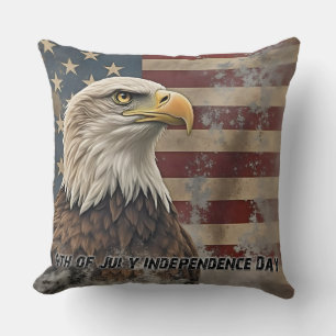 Majestätischer Adler und Flagge – Geist der Freihe Kissen