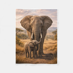 Majestätischer afrikanischer Elefant mit Kalb in d Fleecedecke