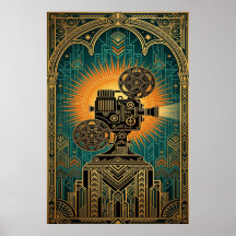 Majestätischer Art Deco Vintage Filmprojektor Gold