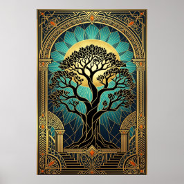 Majestätischer Art Deco Vintage-Filmprojektor Gold Poster