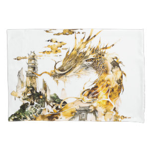 Majestätischer asiatischer Mythologie-Drache Tempe Kissenbezug