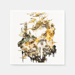 Majestätischer asiatischer Mythologie-Drache-Tempe Serviette