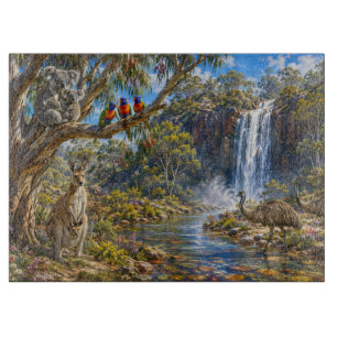 Majestätischer australischer Wildtier-Wasserfall Schneidebrett