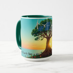 Majestätischer Baum versorgt eine grüne Gemeinscha Tasse