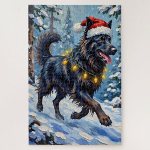Majestätischer Belgischer Schäferhund Schnee Wald  Puzzle