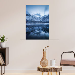 Majestätischer Berg Mangart Reflektion Fuskersee Poster