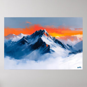 Majestätischer Bergsonnenuntergang Fauvist, Alpenl Poster
