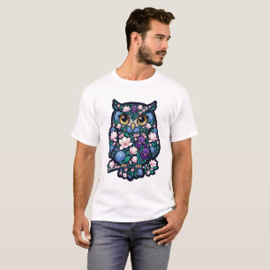 Majestätischer Botanischer Eulen-Blumenaufkleber T-Shirt