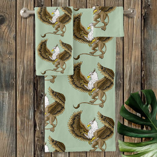 Majestätischer Braun Fantasy Greif Mythischer Gryp Badhandtuch Set