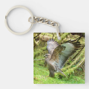 Majestätischer Bussard Flügel Streckung Waldvogel  Schlüsselanhänger