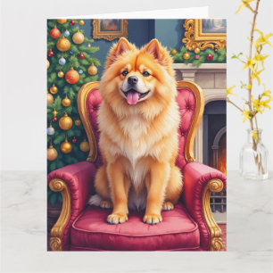 Majestätischer Chow Chow von großem Weihnachtsbaum Karte