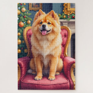 Majestätischer Chow Chow von großem Weihnachtsbaum Puzzle