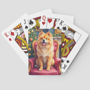 Majestätischer Chow Chow von großem Weihnachtsbaum Spielkarten