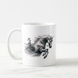 Majestätischer Einhorn und Ritter in Rüstung. Kaffeetasse