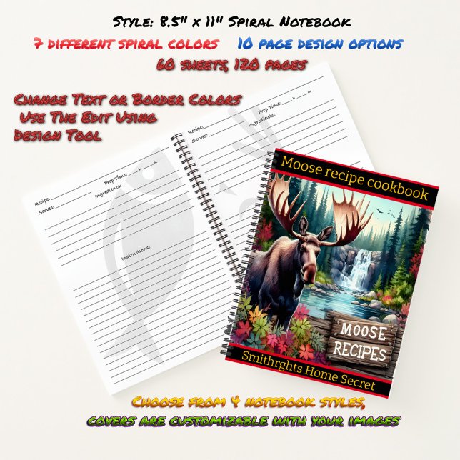 Majestätischer Elch durch einen ruhigen Wasserfall Notizbuch (Von Creator hochgeladen)