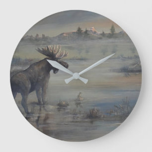 Majestätischer Elch Große Wanduhr