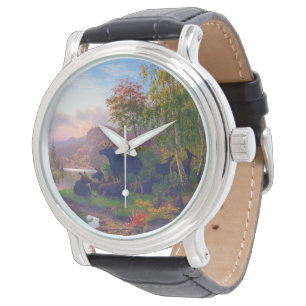 Majestätischer Elch in einer schwedischen Herbstla Armbanduhr