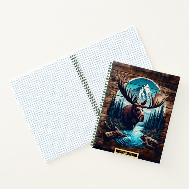 Majestätischer Elch in ruhiger Wildnis am Fluss Notizbuch (Innenseite)