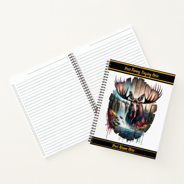 Majestätischer Elch stehend in der Nähe eines Wass Notizbuch (Innenseite)