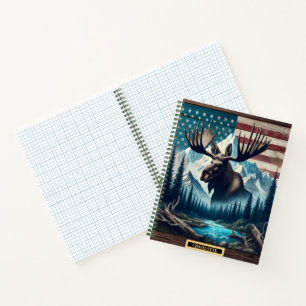 Majestätischer Elch vor einer ruhigen Alpenkulisse Notizbuch