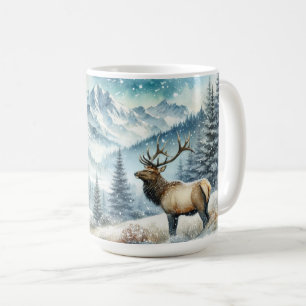 Majestätischer Elch Winterlandschaft Wildlife Kaffeetasse