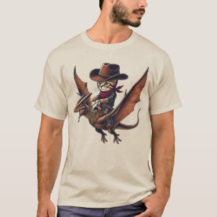 Majestätischer Flug: Eine Cowboy-Katze reitet eine T-Shirt