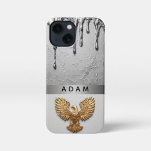 ✨ Majestätischer Goldener Adler Tropf Flüssigmetal iPhone 13 Mini Hülle