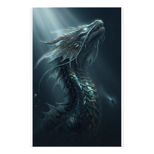 Majestätischer Goldschuppen-Seedrache - Tiefsee-Gu Fotodruck