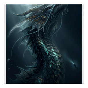 Majestätischer Goldschuppen-Seedrache - Tiefsee-Gu Poster