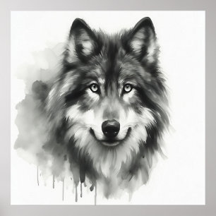 Majestätischer Grauwolf Stunning Watercolor-Wildli Poster