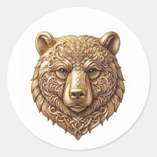 Majestätischer Grizzlybär-Aufkleber, königlicher W Runder Aufkleber
