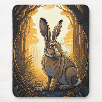 Majestätischer Hase im verzauberten Wald Mousepad