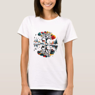 Majestätischer Hirsch im schneebedeckten Winterwal T-Shirt