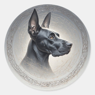 Majestätischer Hund im kunstvollen verzierten Krei Runder Aufkleber