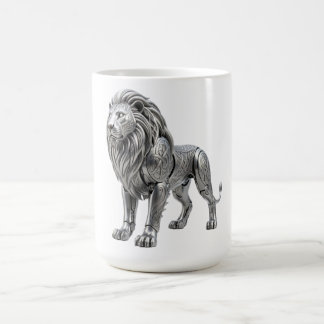 Majestätischer keltischer Silberlöwe mit aufwendig Kaffeetasse