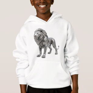 Majestätischer keltischer Silberlöwe mit komplizie Hoodie