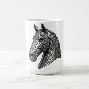 Majestätischer keltischer Silberpferdekopf mit Kno Kaffeetasse