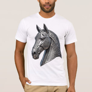 Majestätischer keltischer Silberpferdekopf mit Kno T-Shirt