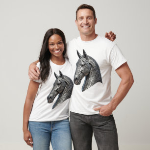 Majestätischer keltischer Silberpferdekopf mit Kno T-Shirt