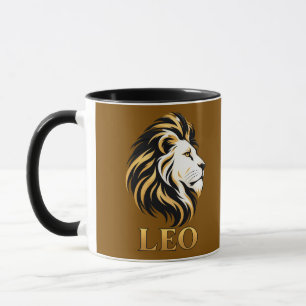 Majestätischer Leo Löwe Sternzeichen Gold & Schwar Tasse