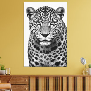Majestätischer Leopard Schwarz-Weiß-Leinwanddruck Leinwanddruck