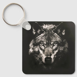 Majestätischer monochromer wilder Wolf Schlüsselanhänger