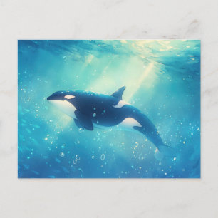 Majestätischer Orca Sonnenbeschienener Ozean Postkarte