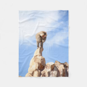 Majestätischer Pavian auf Berggipfel Fleecedecke