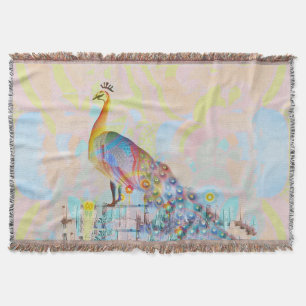 Majestätischer Pfau auf einem Zaun - abstrakt Decke