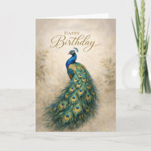 Majestätischer Pfau Geburtstags Eleganz Karte
